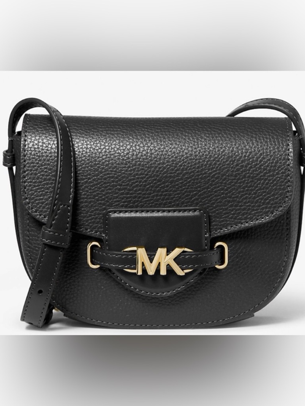 Michael Kors  Reed Black Leather Crossbody Saddle Bag